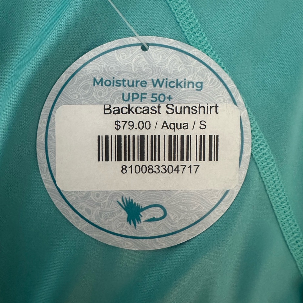 NWT FisheWear Backcast Sunshirt in Aqua; Size Small - Picture 14 of 14